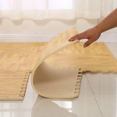 Modern Design Outdoor Fitness Play Puzzle EVA Foam Wood Grain Floor Mat