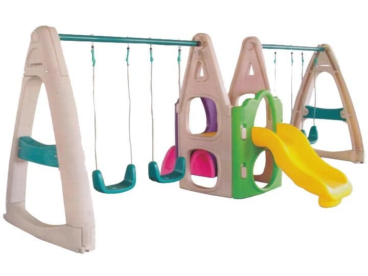 Outdoor Plastic Swing and Slide for Children