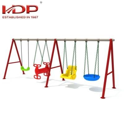 Most Popular Children Metal Frame Outdoor Playground Four Seat Swing