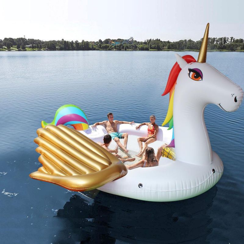 Summer Water Play Equipment PVC Unicorn Pool Float 6 Person Inflatable Boats for Sale