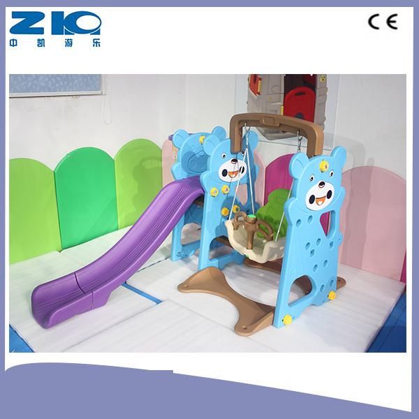 Indoor Colorful Safety Plastic Slide with Swing for Children