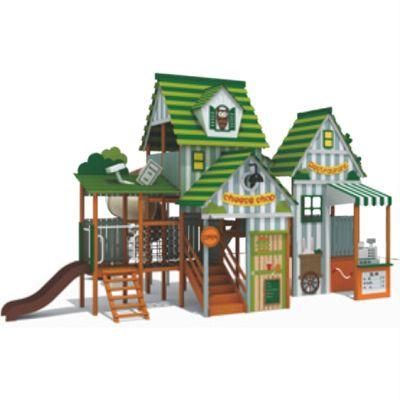 Outdoor Playground Equipment School Park Kids Wooden House Slide QS56
