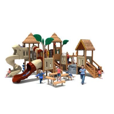 Children Wooden Outdoor Playground Castle Theme Amusement Slides Equipment