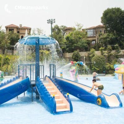 Fun and Playful Aqua Amusement Playground for Children Made From Fibreglass Water Spray Octopus Slide