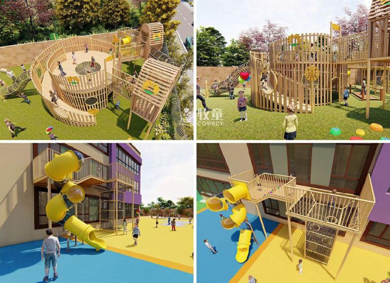 Cowboy Customized Kids Outdoor Wooden Playground for Preschool