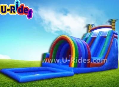 Colorful coconut tree water slide inflatable bouncer slide inflatable wet dry for advertising