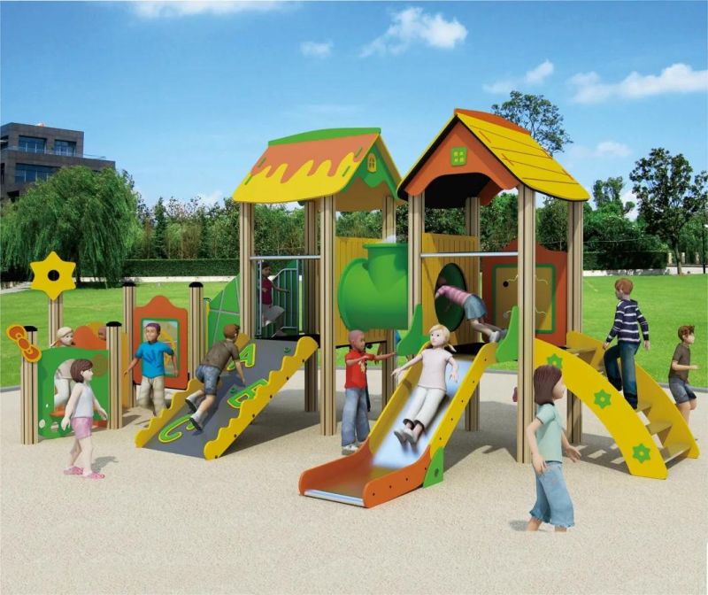 Outdoor Slides Big Size Two Floors Environmental Protection PE Board Material for Children Age Differences