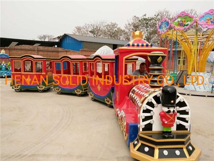 Amusement Park Children Small Trackless Train Ride in Public Garden