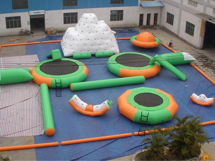 Cute Unicorn Inflatable Floating Waterpark with Big Slide