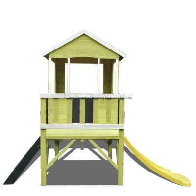 Hot Sale Outdoor Wooden Children Kids Play House with Slide