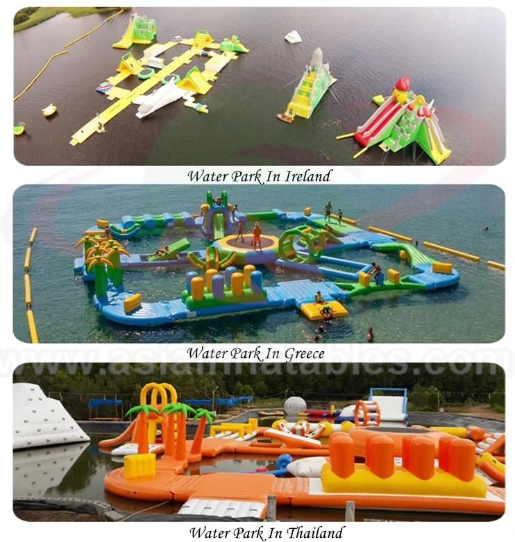 Splash Island Inflatable Water Park / Floating Aqua Fun Park for Beach or Lake