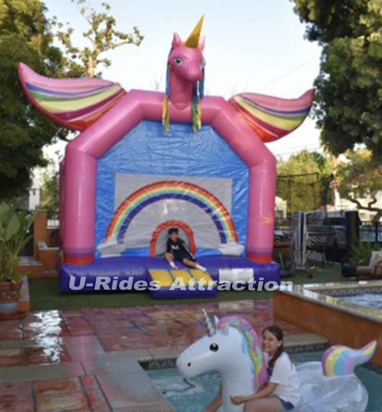 Princess Rainbow Unicorn Inflatable Castle Bouncy Castle Carriage Slide For Party