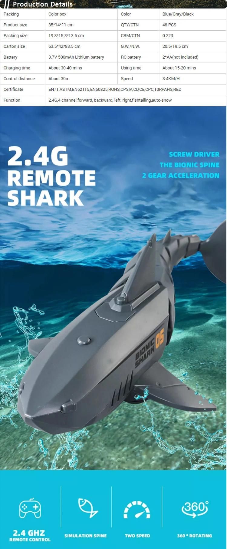 2.4G Four Channel Remote Control Shark Outdoor Swimming Pool Children′s Toys