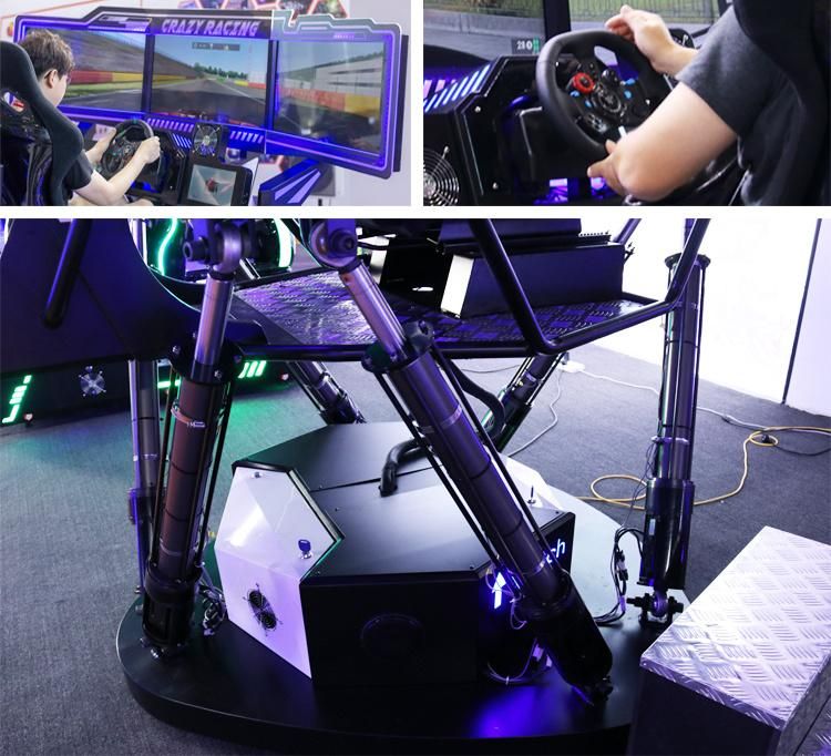 6 Dof 3 Screens Racing Car Machines Games Drivng Simulator