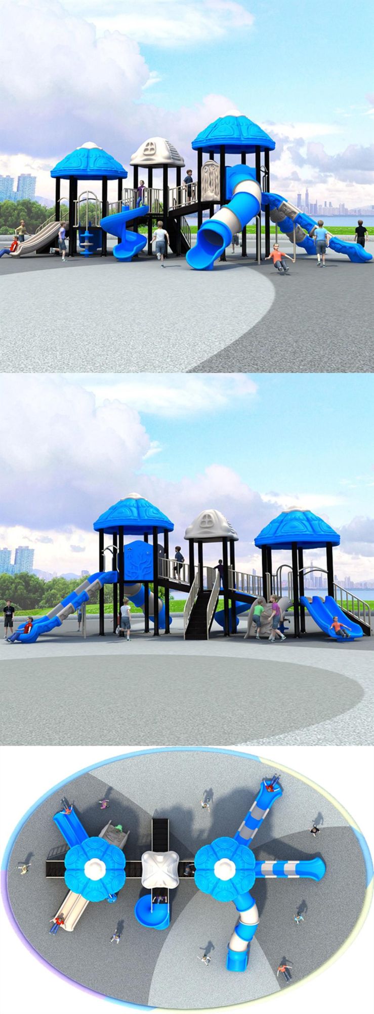 Children′s Outdoor Playground Plastic Slide Scenic Amusement Park Equipment Set