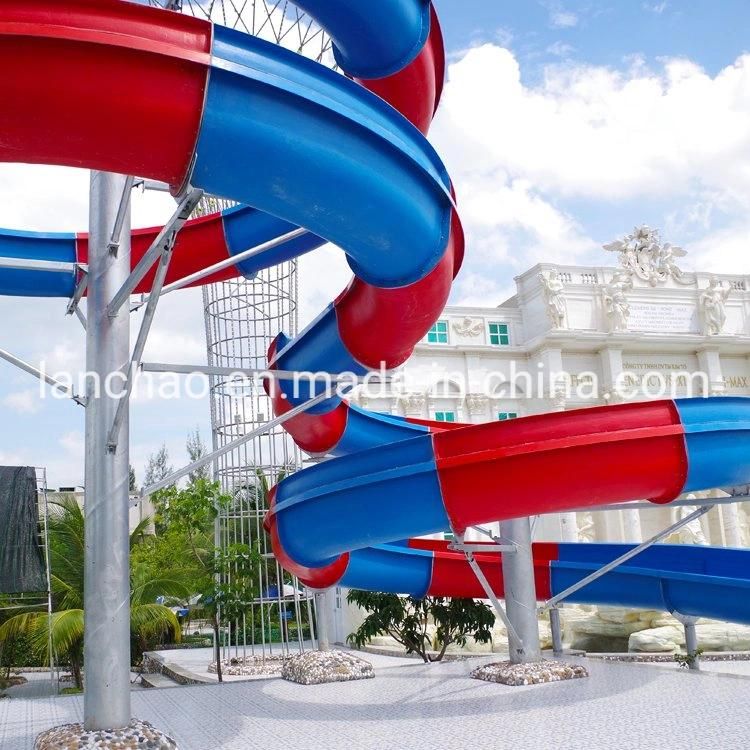 Long Pool Water Slide Fiberglass Open Spiral Slide