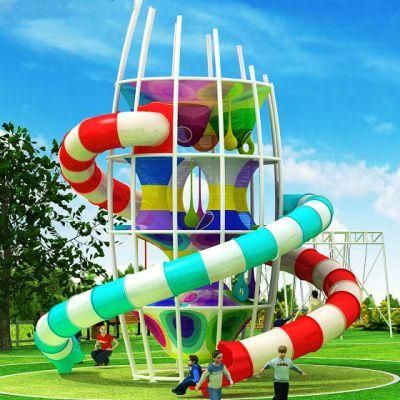 Kids Park Outdoor Rainbow Net Sky Slide Playground Equipment