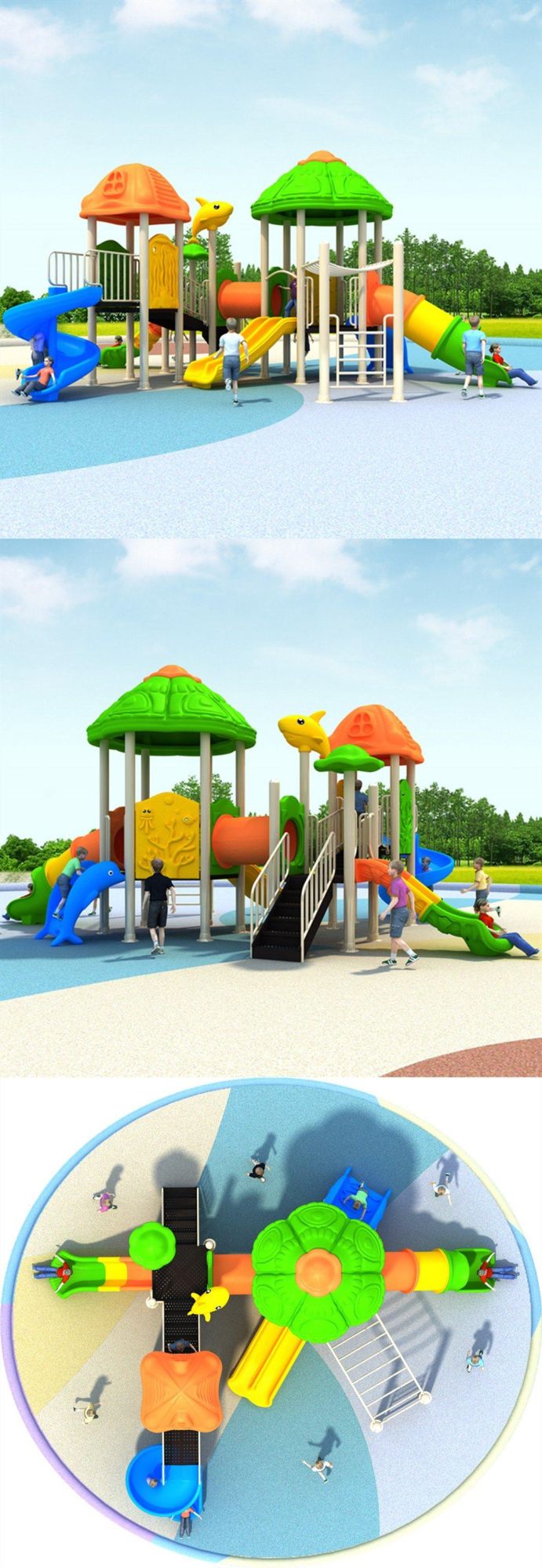 Community Outdoor Playground Plastic Slides Children′s Amusement Park Equipment 483b
