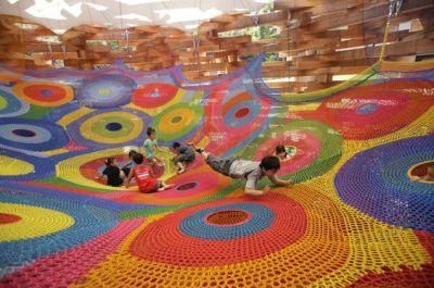 Rainbow Nets Custom Indoor Play Center Equipment Rainbow Climbing Nets Indoor Playground