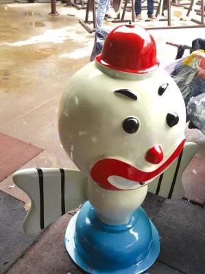 White Clown Spray Funny Fiberglass Toys of Water Park Swimming Pool