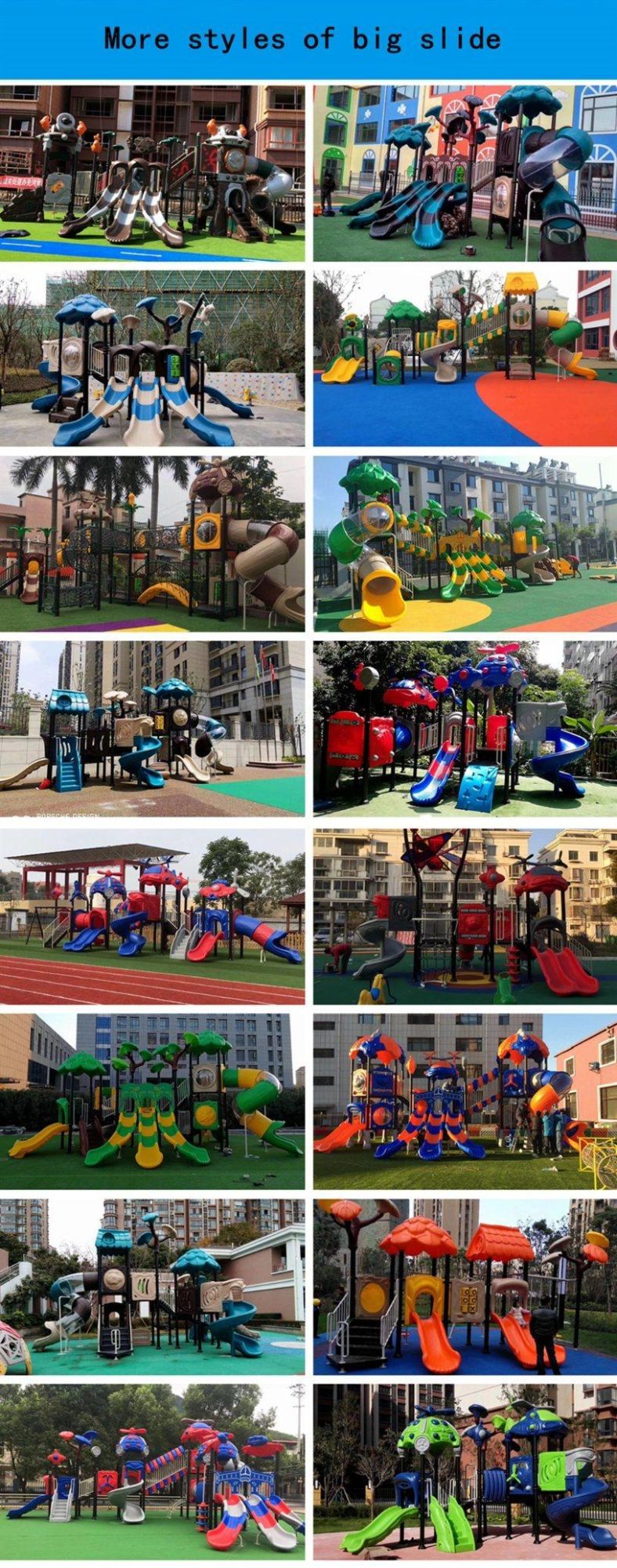 Community Outdoor Playground Plastic Slides Children′s Amusement Park Equipment 483b