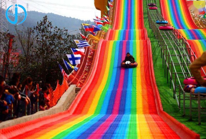 China Supply Outdoor Playground Plastic Dry Ski Rainbow Snow Slip Slide Fun Park Equipment for Amusement Park
