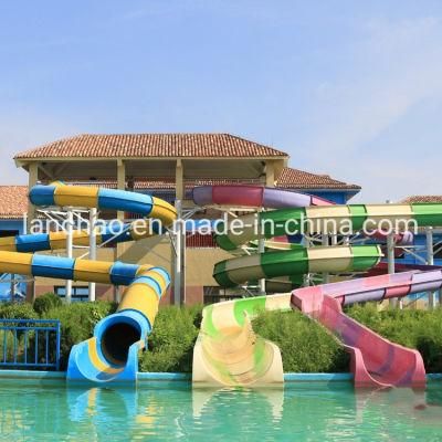 Fiberglass Blue Water Slide Combined for Amusement Park