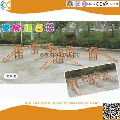 Kids Kindergarten Outside Wooden Climbing Frame for Backyard Amusement Park