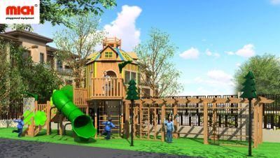 Wooden Kids Outdoor Playhouse with Climbing Structures, Fitness Equipments