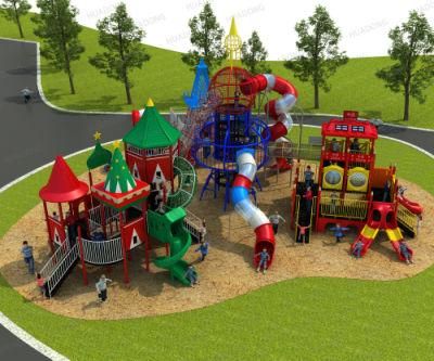 Multi-Function Popular Children Outdoor Playground Building Equipment Huge Castle with Climbing Sliding LLDPE &amp; Galvanized Pipe