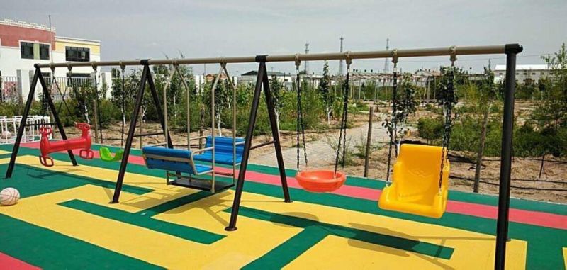 Children Metal Frame Outdoor Playground Four Seat Swing