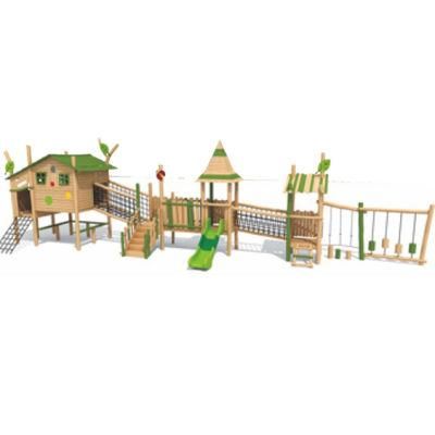 Kids Park Outdoor Playground Equipment Wooden Slide Climbing Frame QS35