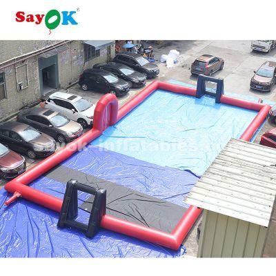 Outdoor Giant Red Inflatable Soccer Field PVC Football Court with Blower