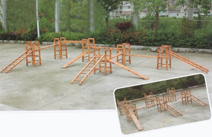 Kids Kindergarten Outside Wooden Climbing Frame for Backyard Amusement Park