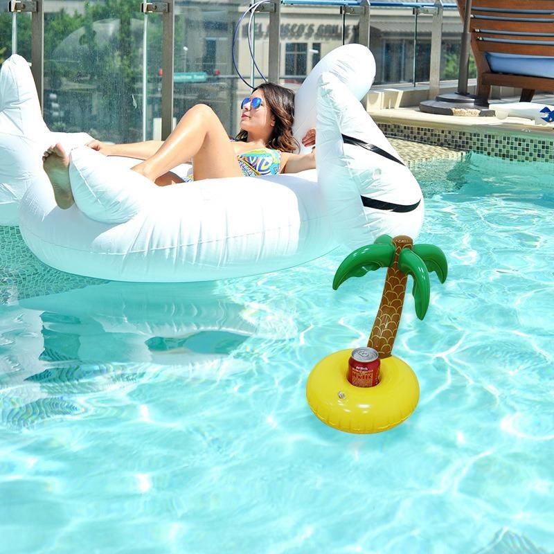 Summer Water Play Equipment Inflatable Swimming Pool Cup Drink Holder Palm Tree Pool Float