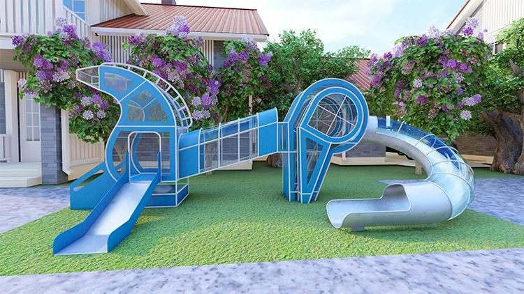 Plane Design Playground Outdoor Stainless Steel Tunnel Slide