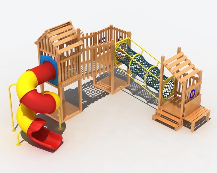 Wood Play Game Equipment Outside Wooden Adventure Playground for Kids