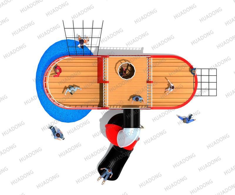 Children Outdoor Playground Wooden Ship Shape Amusement Equipment