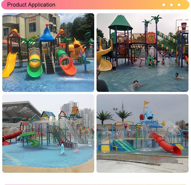 Fiberglass Water Park for Child Play Colorful Blue Horsefish Spray