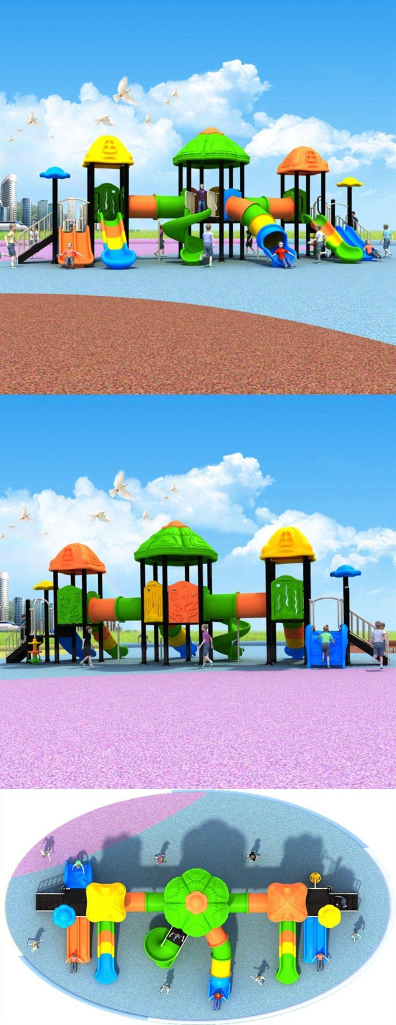 Children′s Community Outdoor Playground Plastic Slide Scenic Amusement Park Equipment