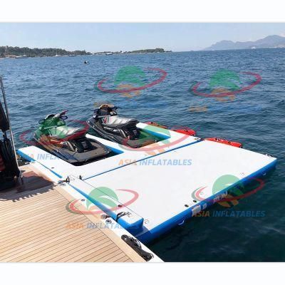 Drop Stitch Material Inflatable Floating Jet Ski Dock / Floating Pontoon Boat Jet Ski Platform