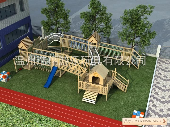 Attractive New Design Kids Outdoor Adventure Wooden Playground for School
