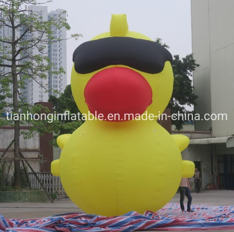 6m Giant Cute Outdoor Advertising Inflatable Yellow Duck with Glasses