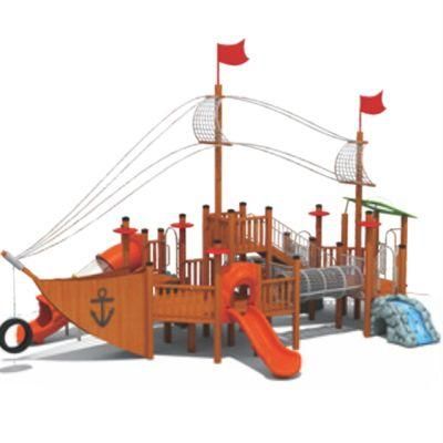 Kids Community Park Outdoor Playground Equipment Wooden Pirate Ship QS16