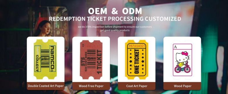 2016 160g/180gwood Free Paper Raffle Ticket for Redemption Ticket Machine