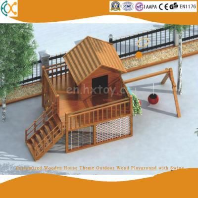 Customized Wooden House Theme Outdoor Wood Playground with Swing