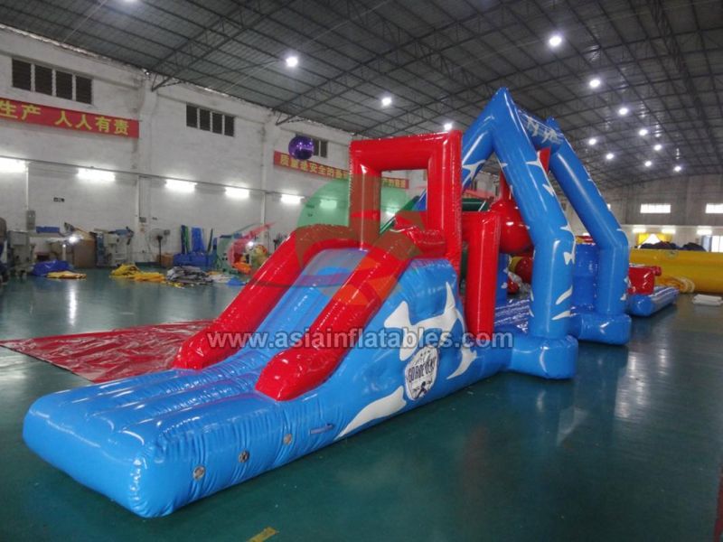 Wet Side Swimming Pool Game Inflatable Water Obstacle Course