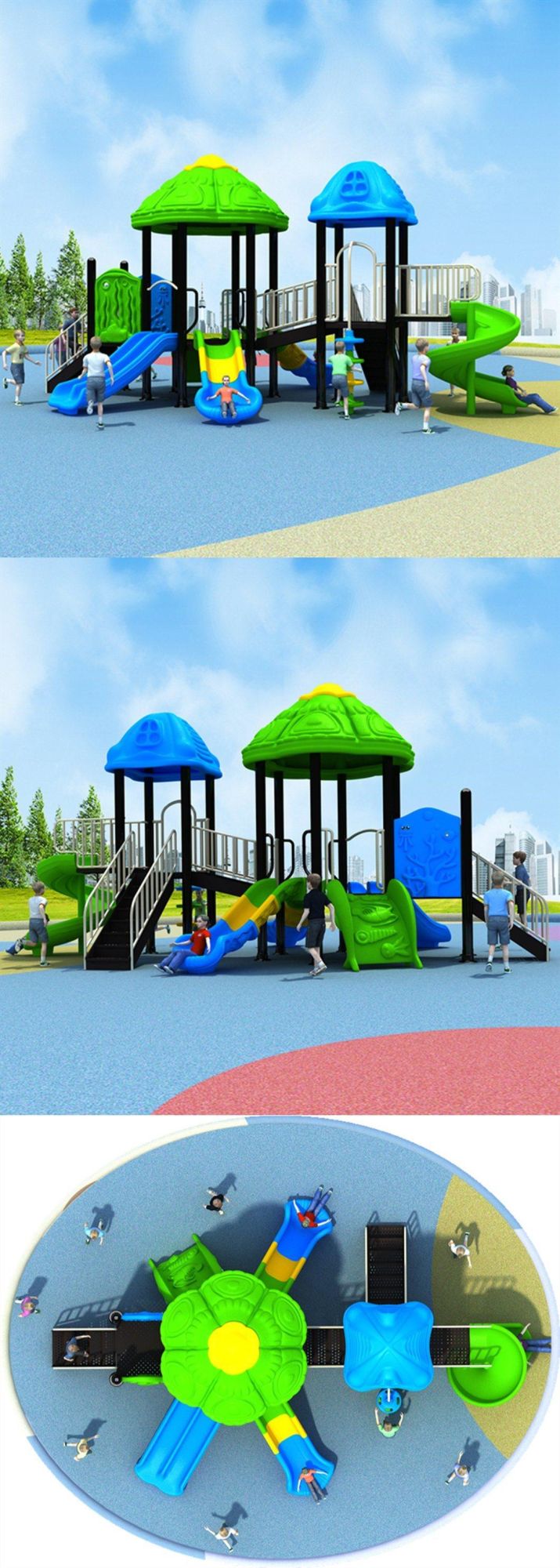 Customized Children′s Outdoor Playground Plastic Slides Kids Amusement Park Equipment