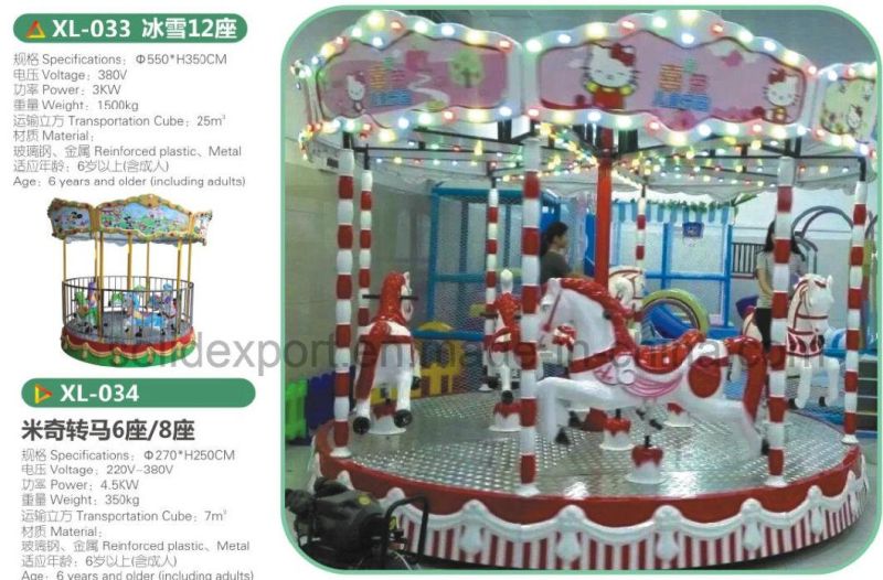 Merry Go Round Amusement Park Rides Equipment Fiberglass Horse Carousel