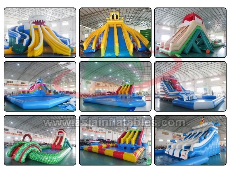 Inflatable Water Park with Pool and Slide, Inflatable Vivid Water Pool Slide